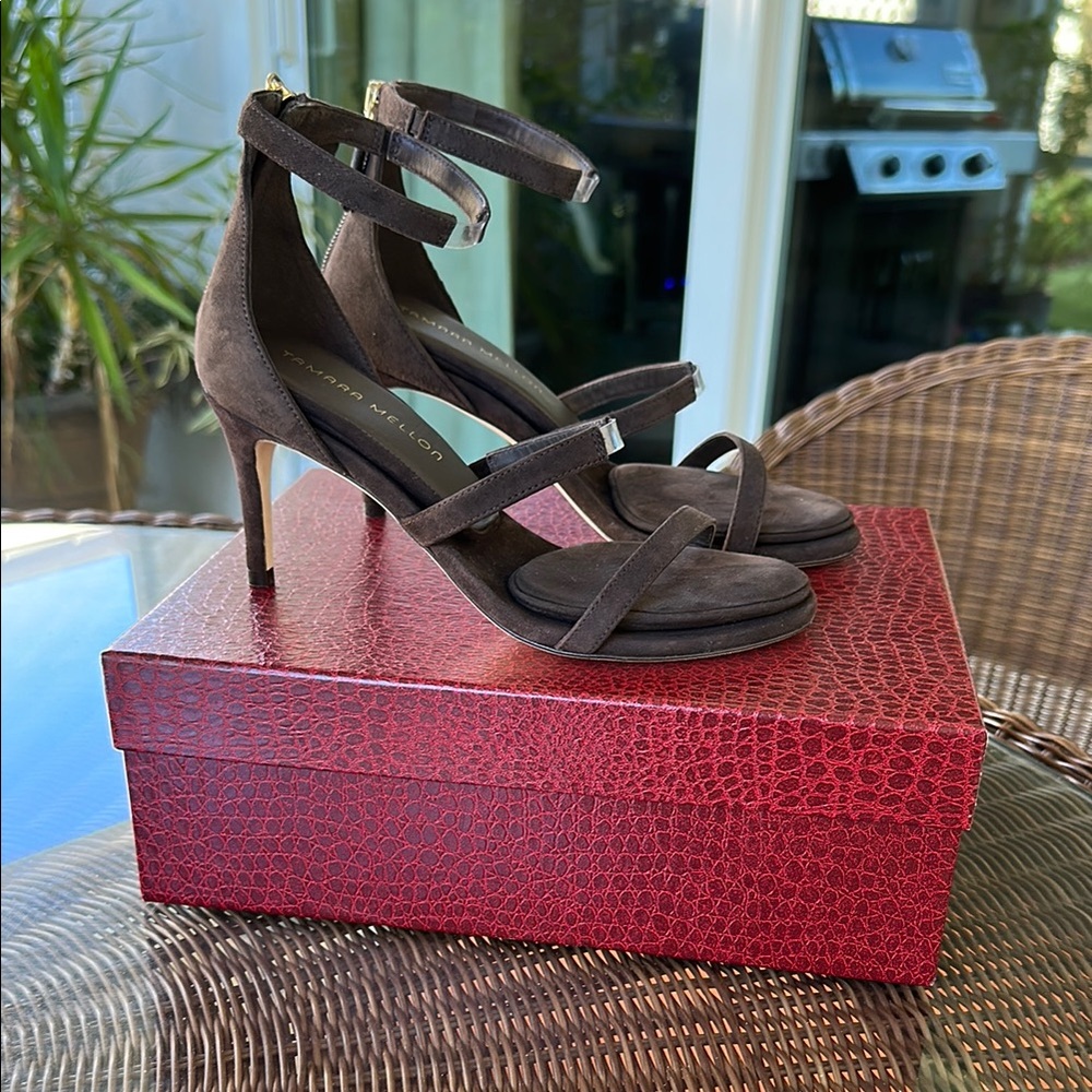 Tamara Mellon Pillow Top New Never Worn Brown Suede Size 7 - Picture 2 of 7